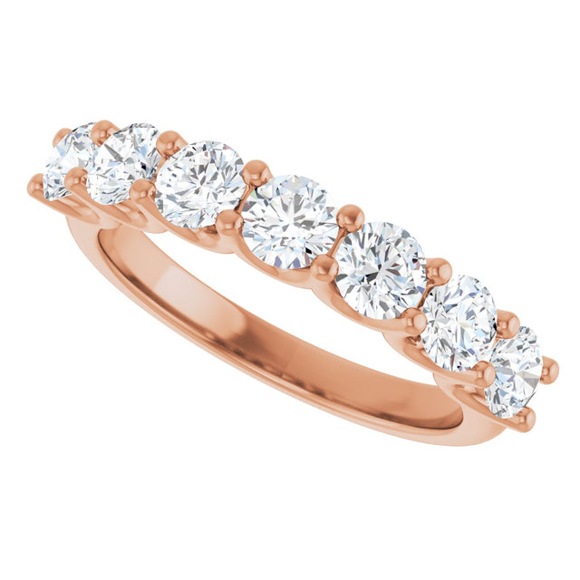 14K Gold Round Natural Diamond U-Prong Seven-Stone Anniversary Band – 3.8 mm Stones - Rose Gold - view 5