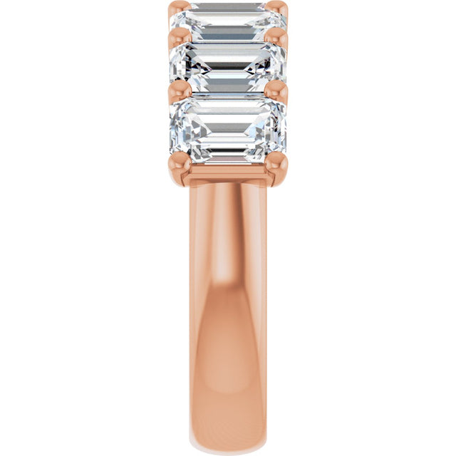 14K Gold Emerald Lab-Grown Diamond U-Prong Seven-Stone Anniversary Band – 2 1/6–4 1/5 CTW - Rose Gold - view 4