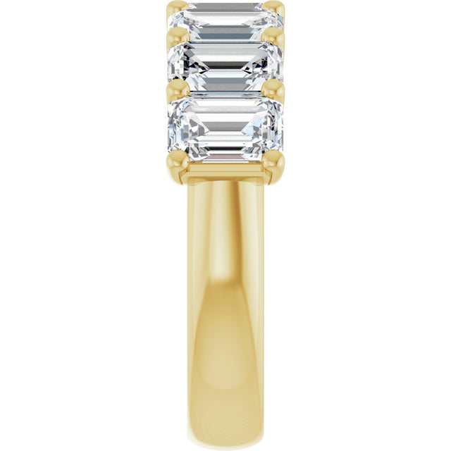 14K Gold Emerald Lab-Grown Diamond U-Prong Seven-Stone Anniversary Band – 2 1/6–4 1/5 CTW - Yellow Gold - view 4
