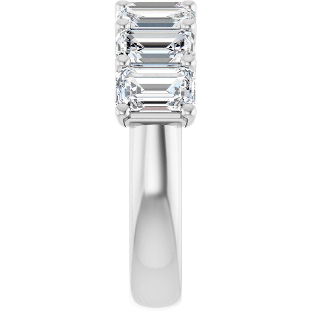 Platinum Emerald Lab-Grown Diamond U-Prong Seven-Stone Anniversary Band – 2 1/6–4 1/5 CTW - view 4