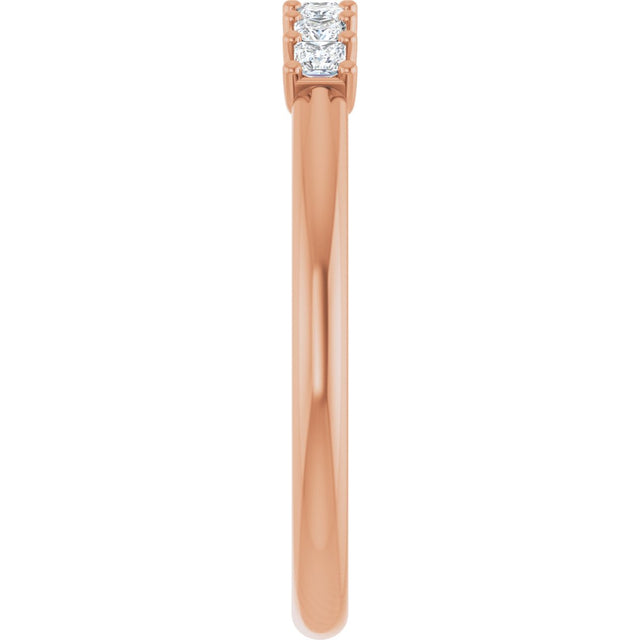 14K Gold Square Natural Diamond U-Prong Seven-Stone Anniversary Band – 1/6–5/8 CTW - Rose Gold - view 4