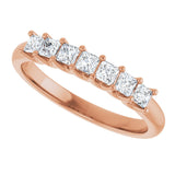 14K Gold Square Natural Diamond U-Prong Seven-Stone Anniversary Band – 1/6–5/8 CTW - Rose Gold - view 5