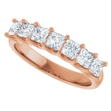 14K Gold Square Lab-Grown Diamond U-Prong Seven-Stone Anniversary Band – 1 1/6–1 3/4 CTW - Rose Gold - view 5