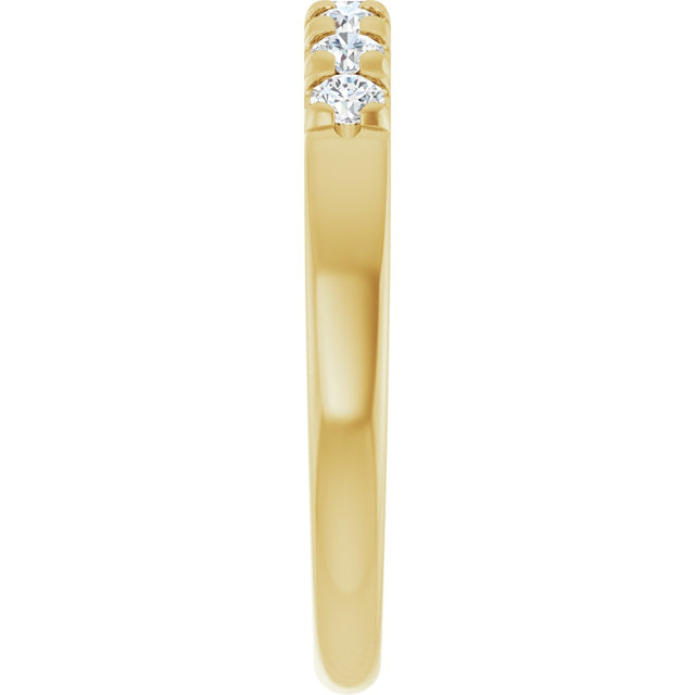 14K Gold Round Lab-Grown Diamond French-Set Seven-Stone Anniversary Band – 1/4–1 CTW - Yellow Gold - view 4