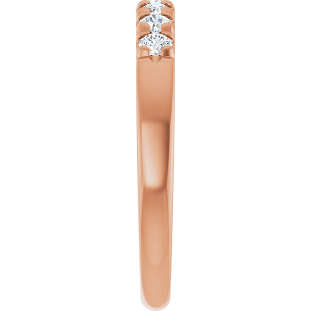 14K Gold Round Natural Diamond French-Set Seven-Stone Anniversary Band – 1/4–7/8 CTW - Rose Gold - view 4