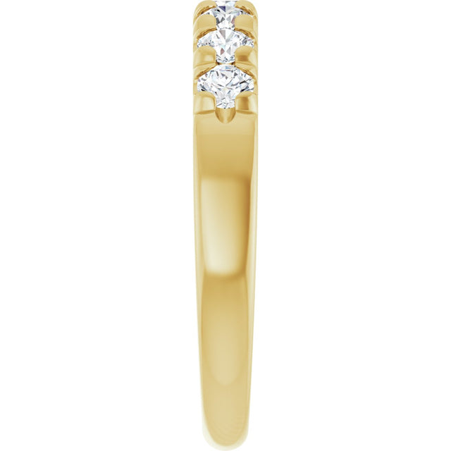 14K Gold Round Natural Diamond French-Set Seven-Stone Anniversary Band – 1/4–7/8 CTW - Yellow Gold - view 4