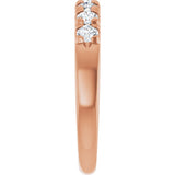 14K Gold Round Natural Diamond French-Set Seven-Stone Anniversary Band – 1/4–7/8 CTW - Rose Gold - view 4