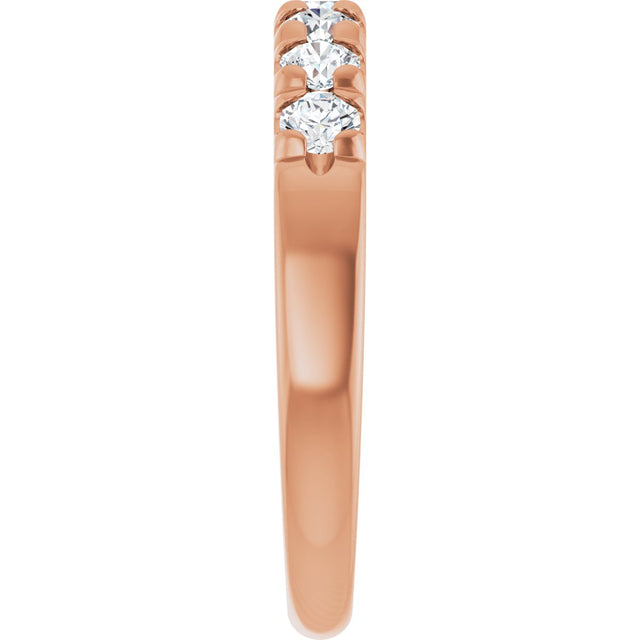 14K Gold Round Natural Diamond French-Set Seven-Stone Anniversary Band – 1/4–7/8 CTW - Rose Gold - view 4