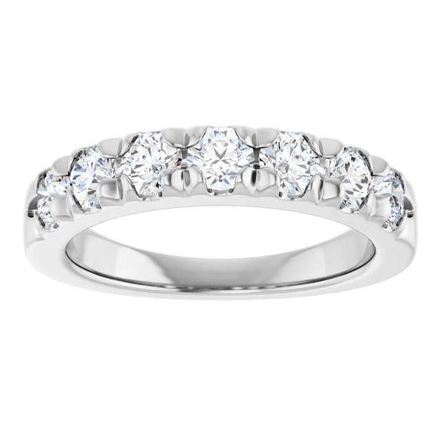 14K Gold Round Lab-Grown Diamond French-Set Seven-Stone Anniversary Band – 1 1/8 CTW - White Gold - view 3
