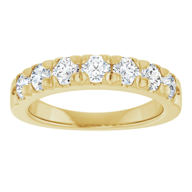 14K Gold Round Lab-Grown Diamond French-Set Seven-Stone Anniversary Band – 1 1/8 CTW - Yellow Gold - view 3