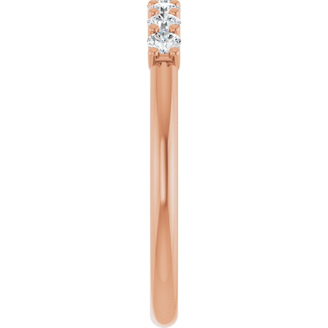 14K Gold Round Natural Diamond U-Prong Seven-Stone Anniversary Band – 2.25 mm Stones - Rose Gold - view 4