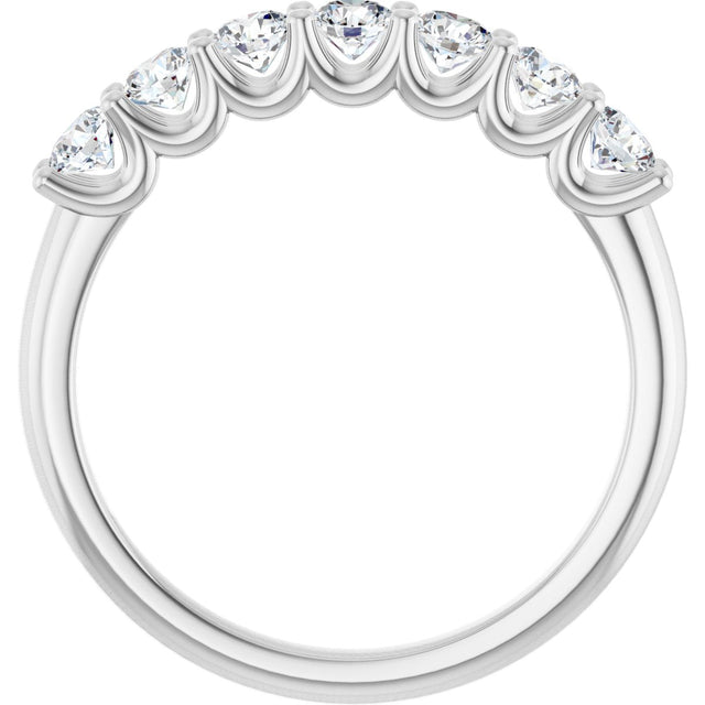 14K Gold Round Natural Diamond U-Prong Seven-Stone Anniversary Band – 3 mm Stones - White Gold - view 2