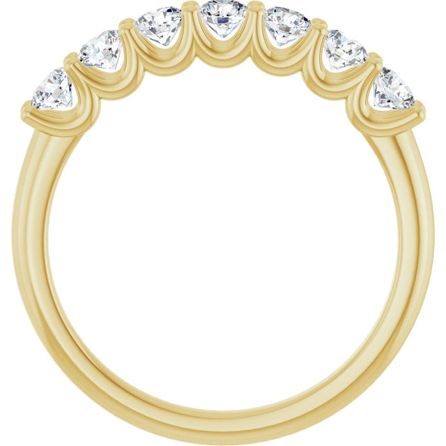 14K Gold Round Natural Diamond U-Prong Seven-Stone Anniversary Band – 3 mm Stones - Yellow Gold - view 2