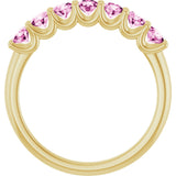 14K Gold Round Natural Pink Sapphire U-Prong Seven-Stone Anniversary Band - view 2
