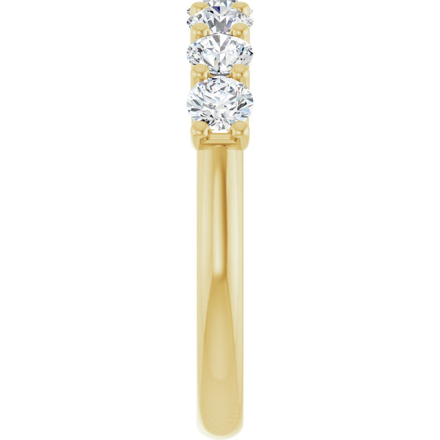 14K Gold Round Natural Diamond U-Prong Seven-Stone Anniversary Band – 3.4 mm Stones - Yellow Gold - view 4