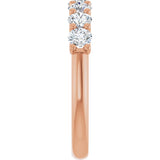 14K Gold Round Natural Diamond U-Prong Seven-Stone Anniversary Band – 3.4 mm Stones - Rose Gold - view 4