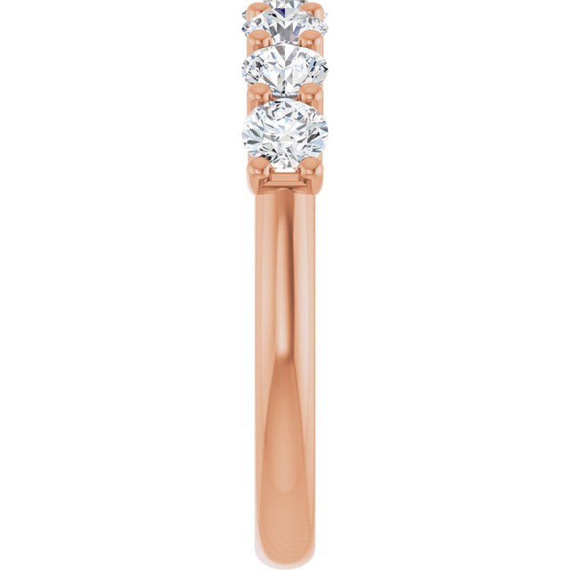 14K Gold Round Natural Diamond U-Prong Seven-Stone Anniversary Band – 3.4 mm Stones - Rose Gold - view 4
