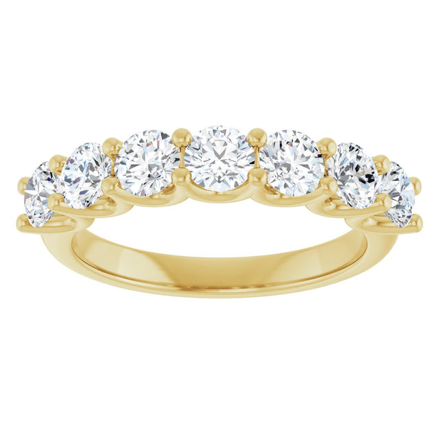 14K Gold Round Natural Diamond U-Prong Seven-Stone Anniversary Band – 3.8 mm Stones - Yellow Gold - view 3