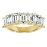 14K Gold Emerald Lab-Grown Diamond U-Prong Seven-Stone Anniversary Band – 2 1/6–4 1/5 CTW - Yellow Gold - view 3
