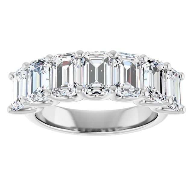 Platinum Emerald Lab-Grown Diamond U-Prong Seven-Stone Anniversary Band – 2 1/6–4 1/5 CTW - view 3