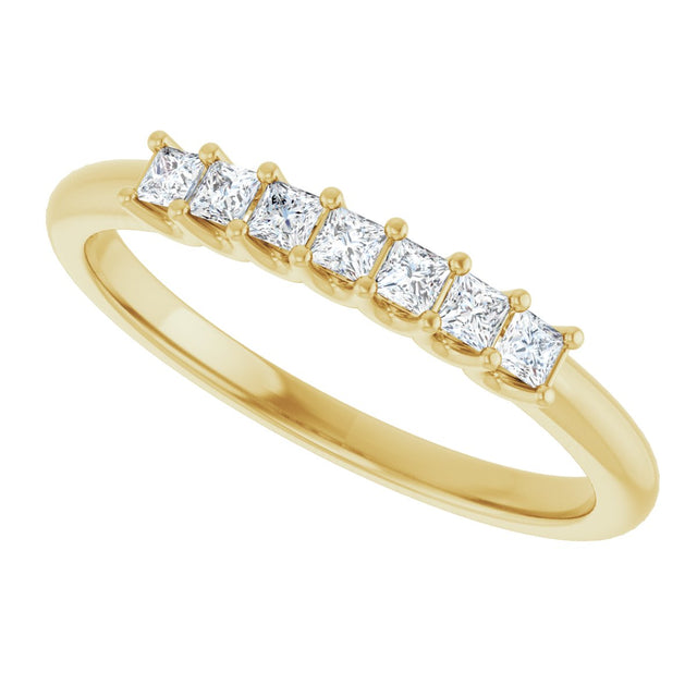 14K Gold Square Lab-Grown Diamond U-Prong Seven-Stone Anniversary Band – 1/6–7/8 CTW - Yellow Gold - view 5