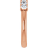 14K Gold Square Natural Diamond U-Prong Seven-Stone Anniversary Band – 1/6–5/8 CTW - Rose Gold - view 4