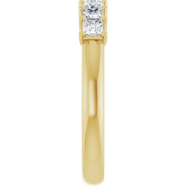 14K Gold Square Natural Diamond U-Prong Seven-Stone Anniversary Band – 1/6–5/8 CTW - Yellow Gold - view 4