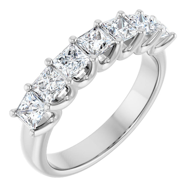 14K Gold Square Lab-Grown Diamond U-Prong Seven-Stone Anniversary Band – 1 1/6–1 3/4 CTW - White Gold