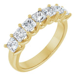 14K Gold Square Lab-Grown Diamond U-Prong Seven-Stone Anniversary Band – 1 1/6–1 3/4 CTW - Yellow Gold