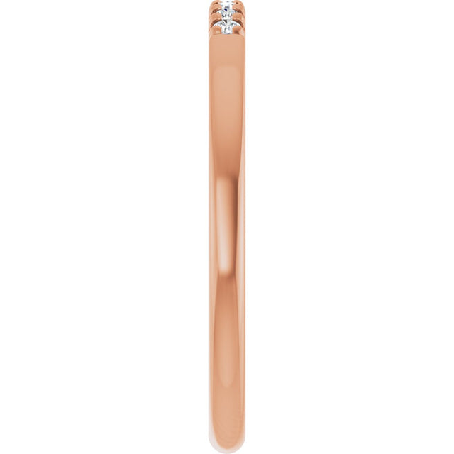 14K Gold Round Natural Diamond French-Set Seven-Stone Anniversary Band – .03–1/5 CTW - Rose Gold - view 4