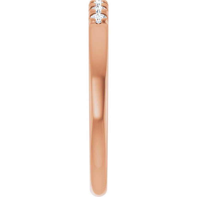 14K Gold Round Natural Diamond French-Set Seven-Stone Anniversary Band – .03–1/5 CTW - Rose Gold - view 4