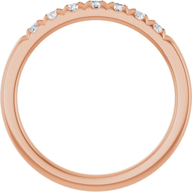 14K Gold Round Natural Diamond French-Set Seven-Stone Anniversary Band – 1/4–7/8 CTW - Rose Gold - view 2