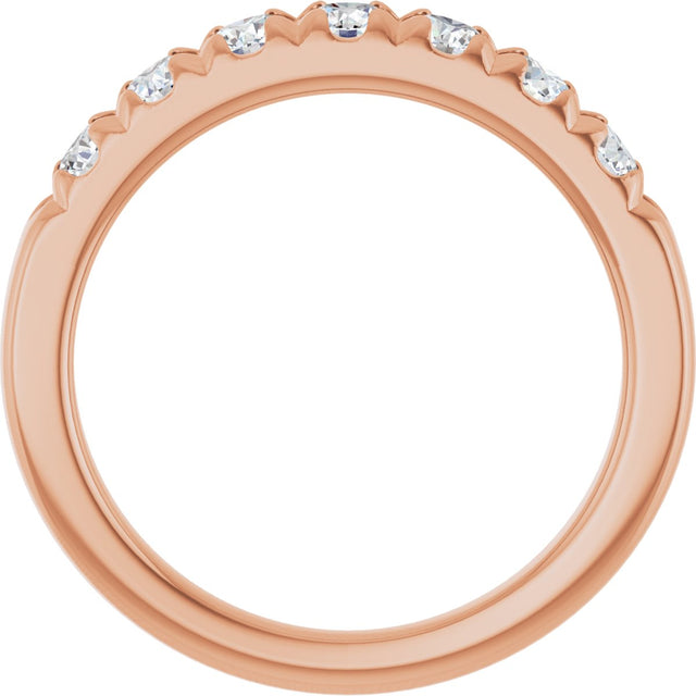 14K Gold Round Natural Diamond French-Set Seven-Stone Anniversary Band – 1/4–7/8 CTW - Rose Gold - view 2