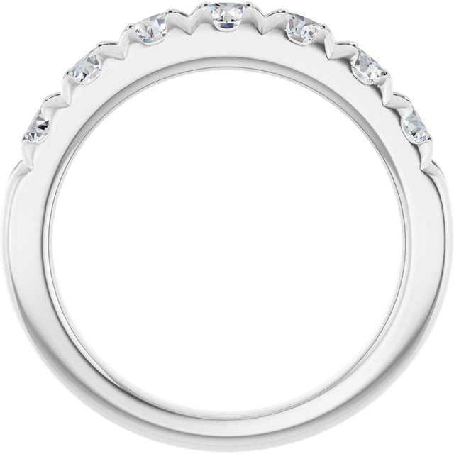 Platinum Round Lab-Grown Diamond French-Set Seven-Stone Anniversary Band – .03–1 1/8 CTW - view 2