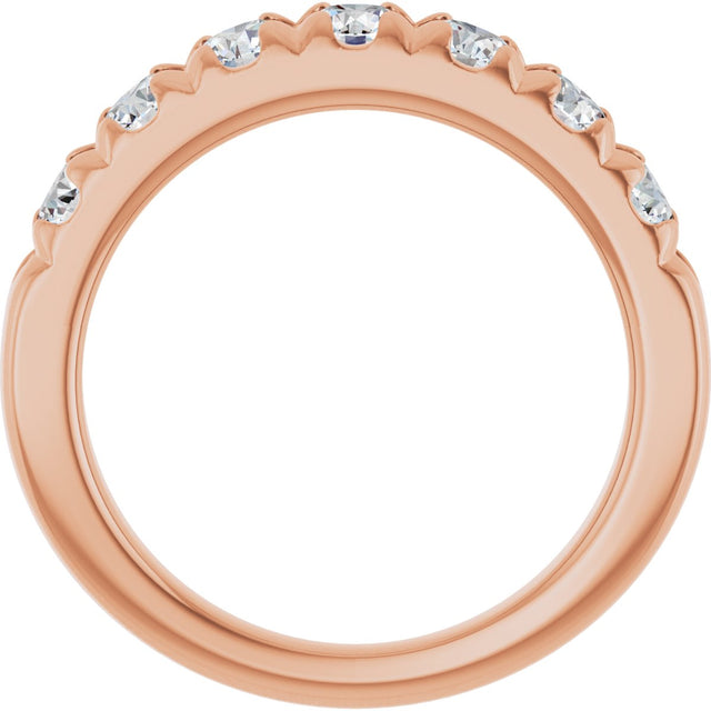 14K Gold Round Lab-Grown Diamond French-Set Seven-Stone Anniversary Band – 1 1/8 CTW - Rose Gold - view 2