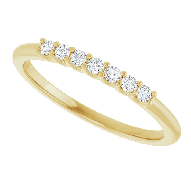 14K Gold Round Natural Diamond U-Prong Seven-Stone Anniversary Band – 1.5 mm Stones - Yellow Gold - view 5