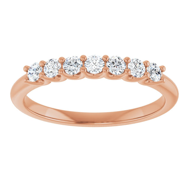 14K Gold Round Lab-Grown Diamond U-Prong Seven-Stone Anniversary Band – 2.25 mm Stones - Rose Gold - view 3