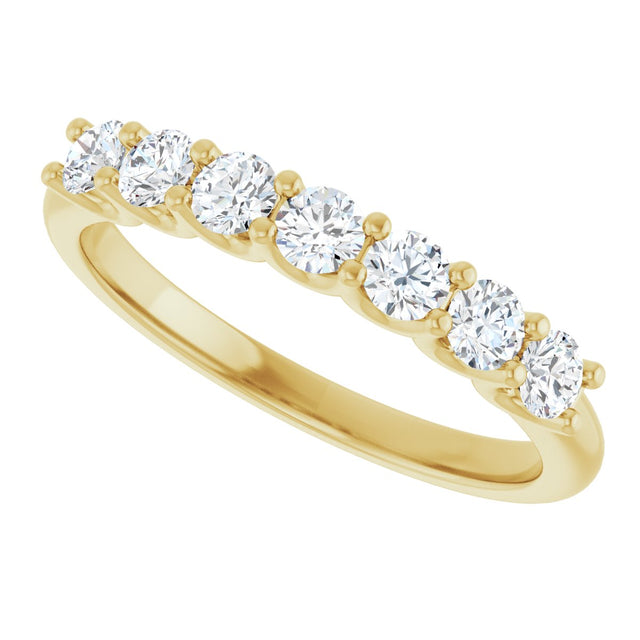 14K Gold Round Lab-Grown Diamond U-Prong Seven-Stone Anniversary Band – 2.8 mm Stones - Yellow Gold - view 5