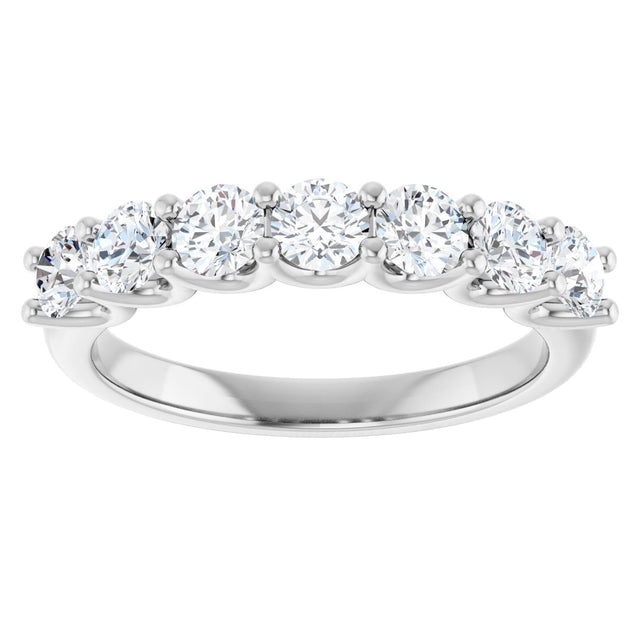 Platinum Round Natural Diamond U-Prong Seven-Stone Anniversary Band – 3.4 mm Stones - view 3