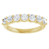 14K Gold Round Natural Diamond U-Prong Seven-Stone Anniversary Band – 3.4 mm Stones - Yellow Gold - view 3