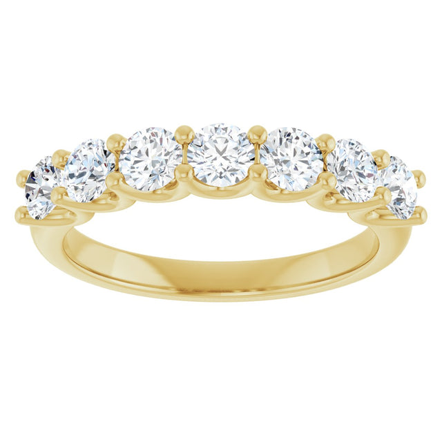 14K Gold Round Natural Diamond U-Prong Seven-Stone Anniversary Band – 3.4 mm Stones - Yellow Gold - view 3