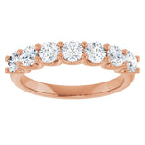 14K Gold Round Natural Diamond U-Prong Seven-Stone Anniversary Band – 3.4 mm Stones - Rose Gold - view 3