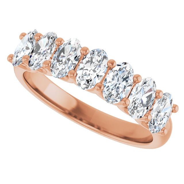 14K Gold Oval Lab-Grown Diamond U-Prong Seven-Stone Anniversary Band – 5x3 mm Stones - Rose Gold - view 5