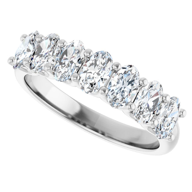 14K Gold Oval Lab-Grown Diamond U-Prong Seven-Stone Anniversary Band – 5x3 mm Stones - White Gold - view 5