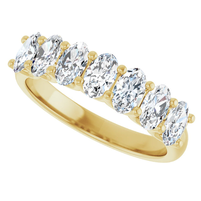 14K Gold Oval Lab-Grown Diamond U-Prong Seven-Stone Anniversary Band – 5x3 mm Stones - Yellow Gold - view 5