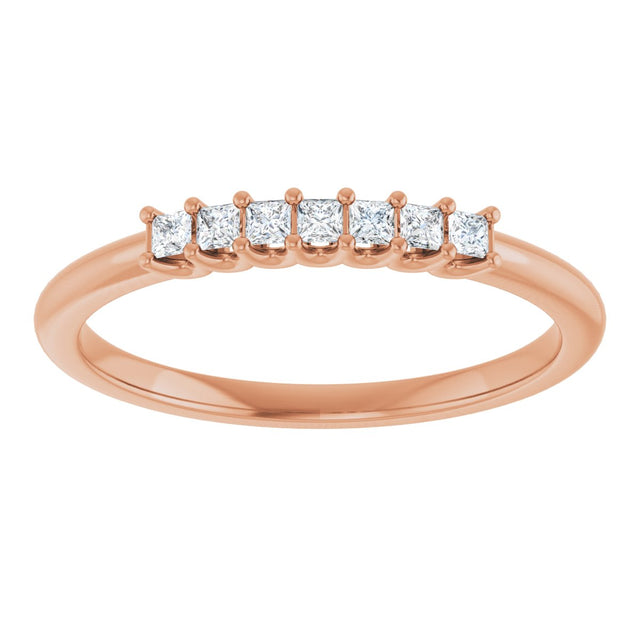 14K Gold Square Natural Diamond U-Prong Seven-Stone Anniversary Band – 1/6–5/8 CTW - Rose Gold - view 3