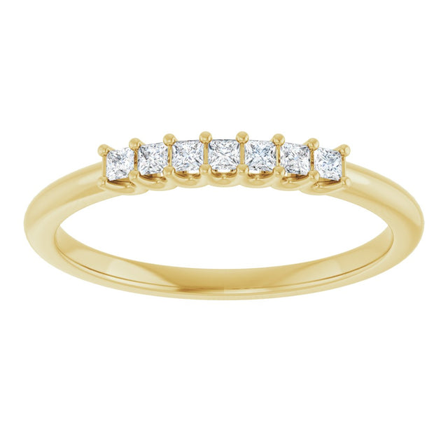 14K Gold Square Natural Diamond U-Prong Seven-Stone Anniversary Band – 1/6–5/8 CTW - Yellow Gold - view 3