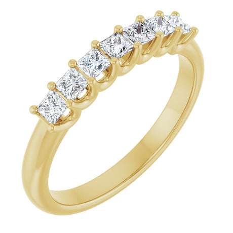 14K Gold Square Lab-Grown Diamond U-Prong Seven-Stone Anniversary Band – 1/6–7/8 CTW - Yellow Gold