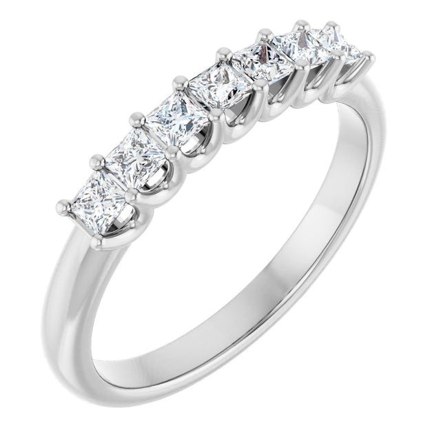 14K Gold Square Natural Diamond U-Prong Seven-Stone Anniversary Band – 1/6–5/8 CTW - White Gold