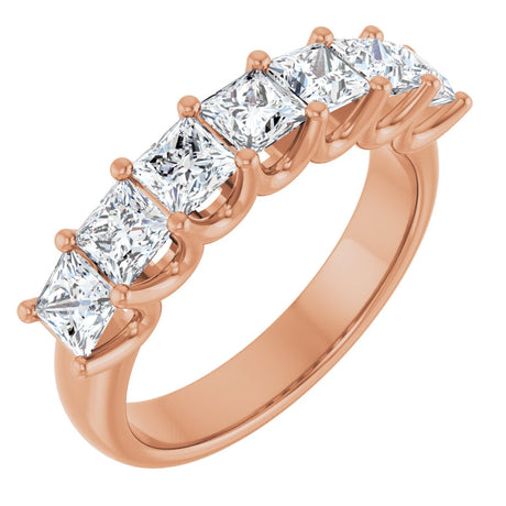 14K Gold Square Lab-Grown Diamond U-Prong Seven-Stone Anniversary Band – 1 1/6–1 3/4 CTW - Rose Gold